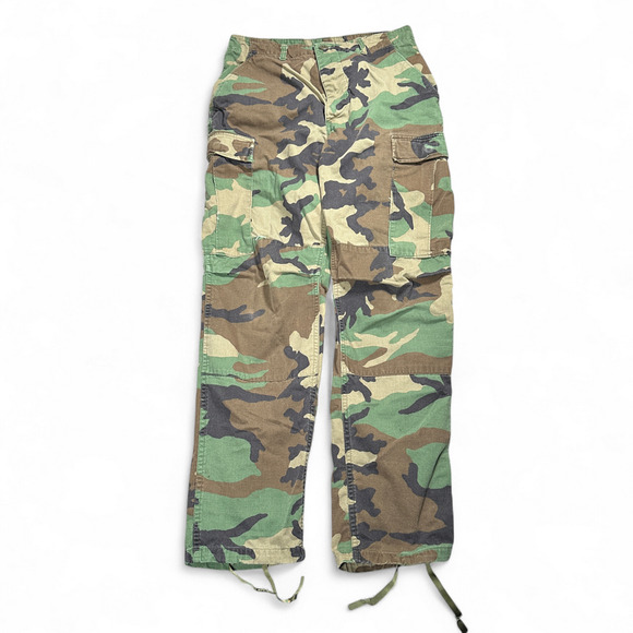 Vintage US Military Pants Mens 31x31 Brown Camouflage Woodland Cargo BDU 80s - Picture 1 of 12
